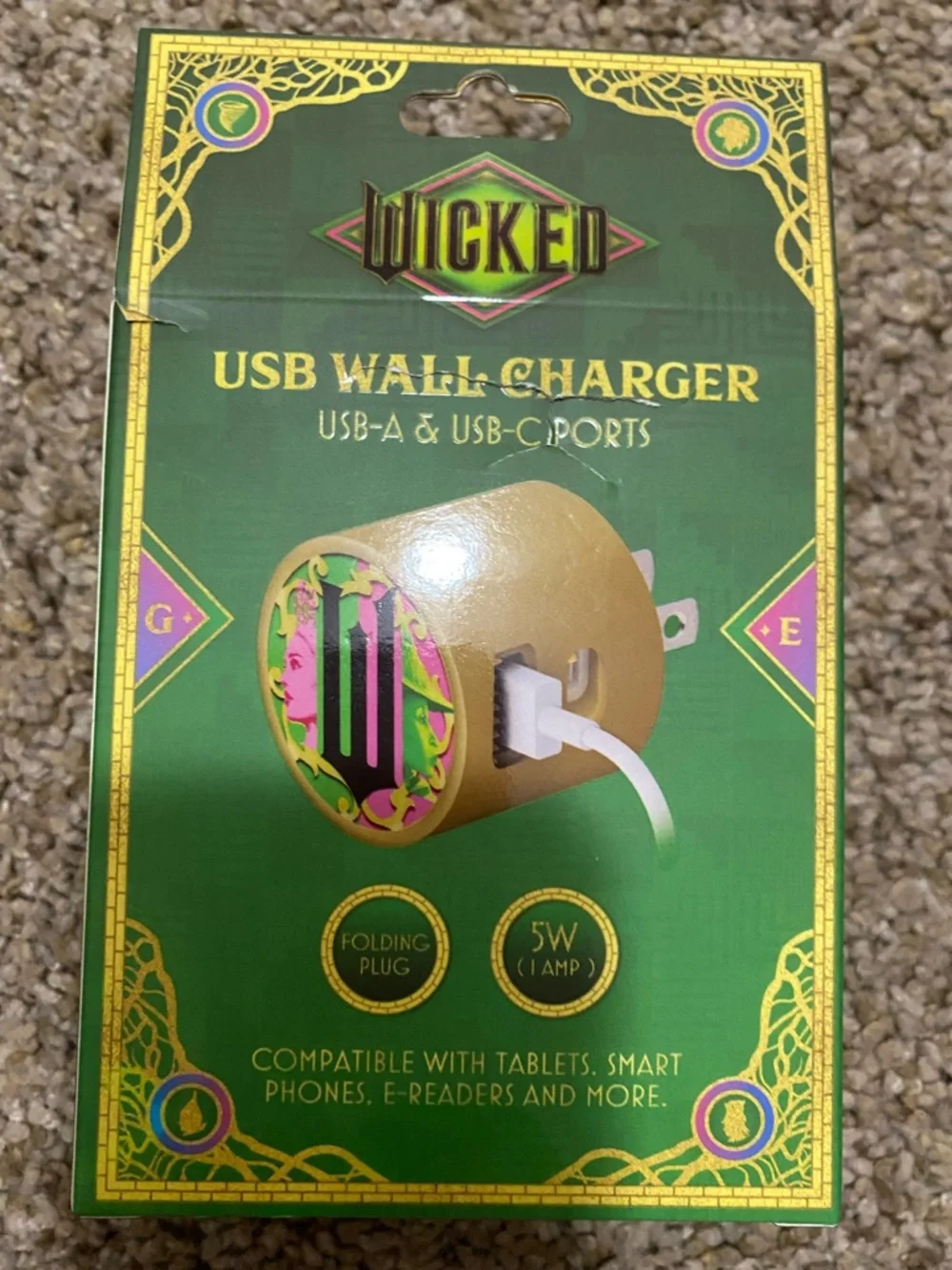 Wicked USB Wall Charger with USB-A & USB-C Ports - Pink/Green